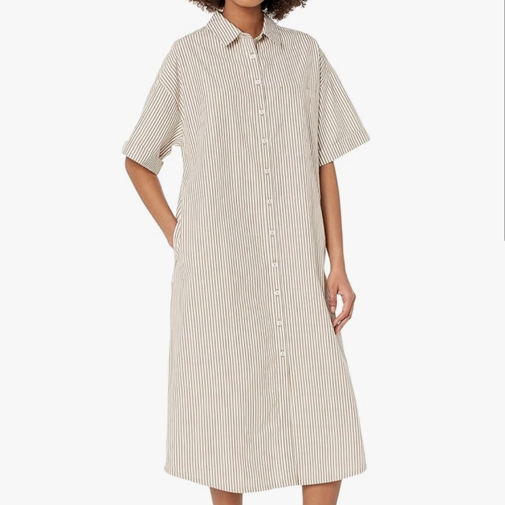 The Drop Women's Marla Drop-Shoulder Short-Sleeve Midi Shirt Dress, Medium
